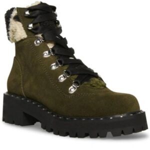 Steve Madden Receptive Lace-Up Hiker Boot Olive Suede 10 NWT